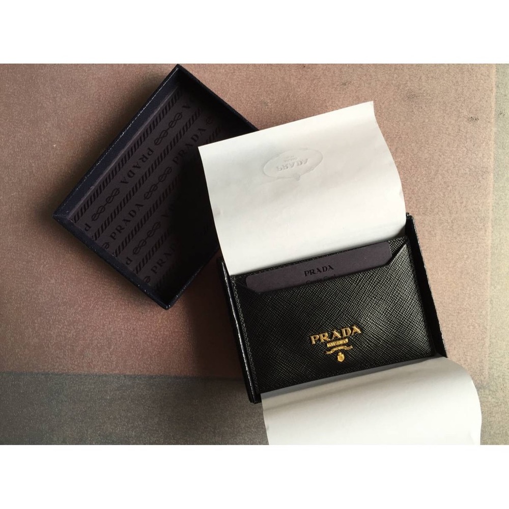 Prada leather card wallet